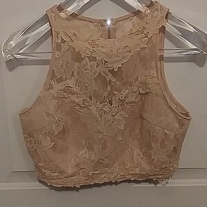 Fashion Nova Peach Lace Midriff Size L
